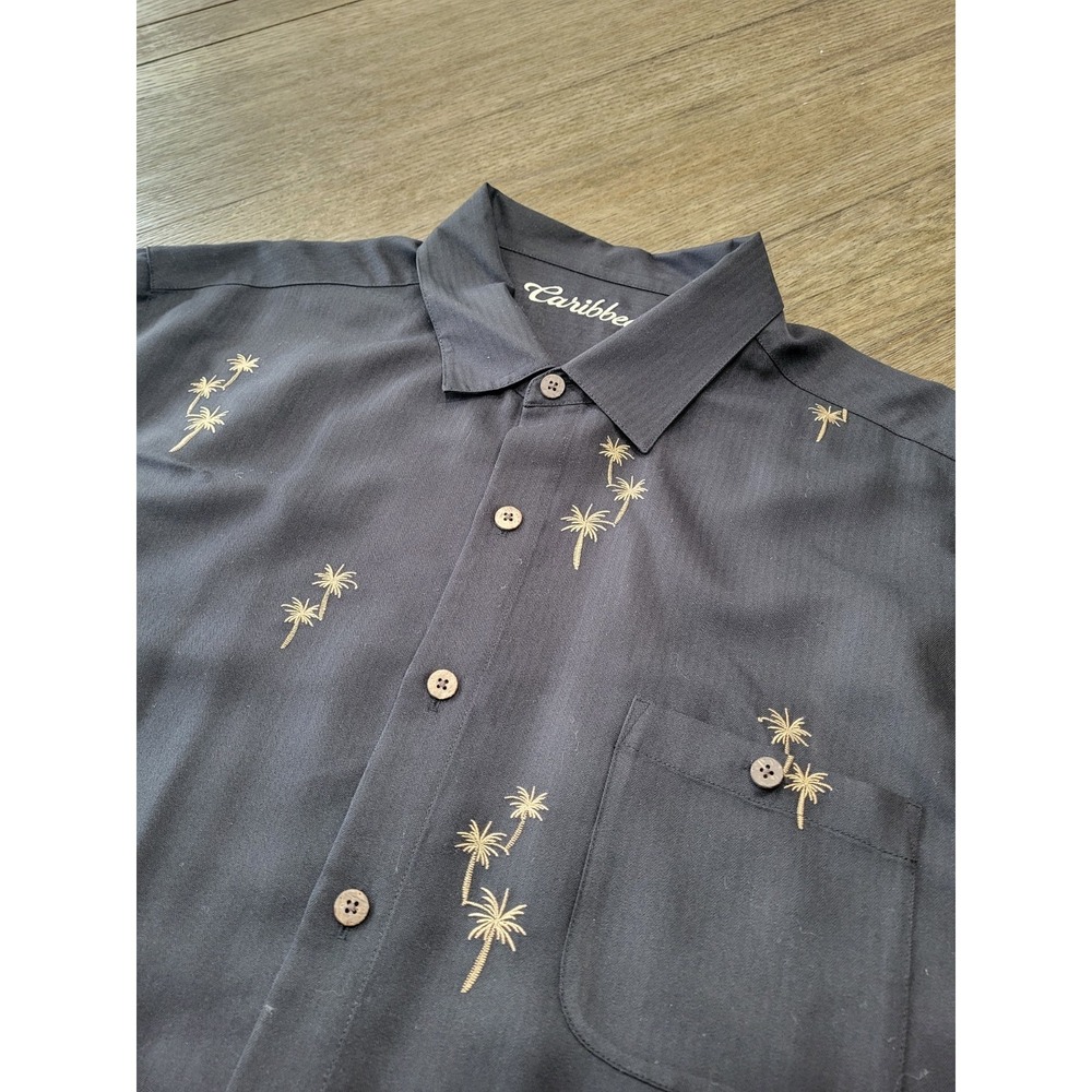 Fancy Caribbean Men's Shirts Blue, Beige, Black Size 3XT Beach Dinner Embroidere